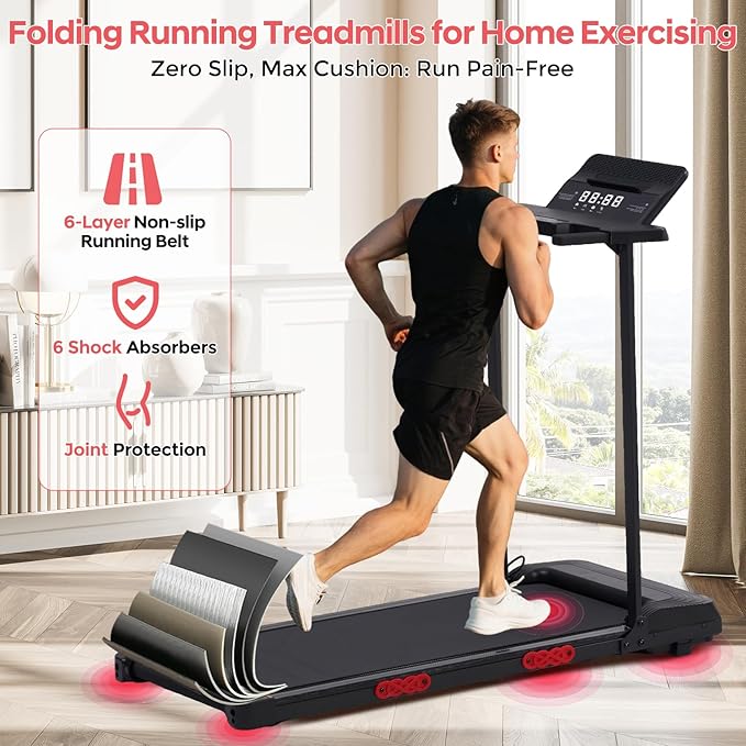 Walking Pad Treadmill with Handle Bar, 3.5HP Compact Electric Walking Pads Treadmills with Handles for Home Apartment Small, 0.6-10MPH Portable Foldable Folding Small Treadmill Home, 400LBS Capacity-StrideForce Fitness