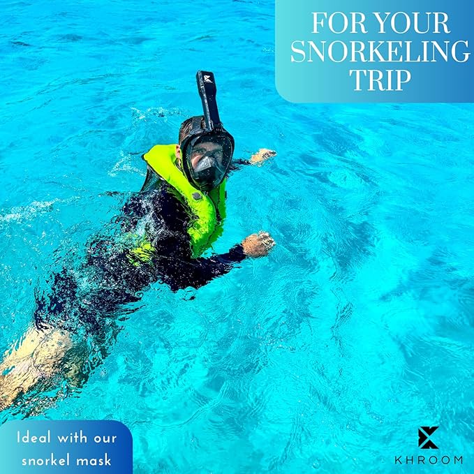 Khroom Inflatable Snorkel Vest for Adults and Teenagers | 60"-75" Height | 90-220 lbs | V2 2025 Model | Buoyancy Jacket for Snorkeling and SUP - Snorkel Vest, Buoyancy Aid-StrideForce Fitness