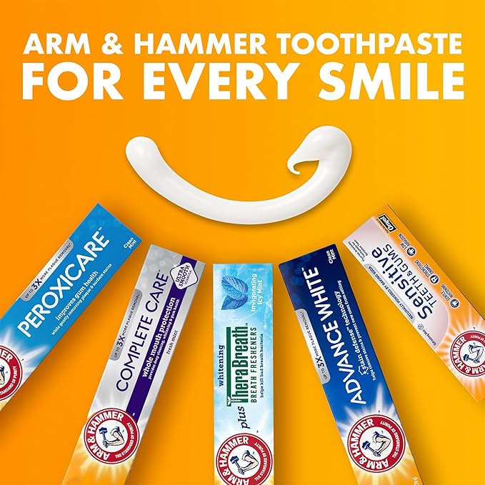 ARM & HAMMER Advance White Toothpaste, Teeth Whitening Baking Soda Toothpaste with Stain Defense Technology and Fluoride, Clean Mint Flavor, 6.0 Oz (Pack of 24)