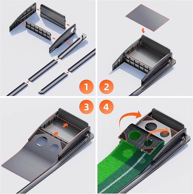 Golf Putting Green Indoor Putting Mat Golf Practice Green for Indoor Training Matt Set with Auto Ball Return, Men's Gifts Accessories for Golfers, Home Office Backyard Use, with 3 Balls-StrideForce Fitness