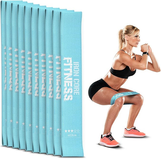 Fabric Mini Resistance Bands Sets for Trainers, Bootcamp, Gym for Men and Women in Fun Colors - Ebook, Videos and Workout Chart Included by Iron Core Fitness-StrideForce Fitness