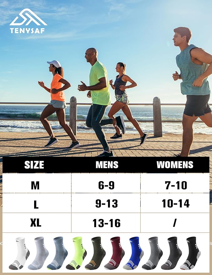 Compression Sport Running Socks: Athletic Crew Socks for Men Women Cycling Hiking Basketball Work,3 Pairs-StrideForce Fitness