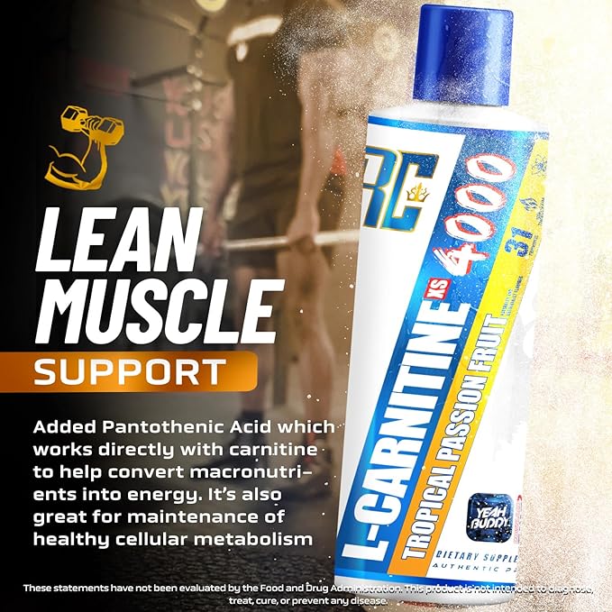 Ronnie Coleman Signature Series L Carnitine XS 4000 Liquid, Stimulant Free, Sugar Free, Zero Carbs, Lean Muscle Strength Support for Men & Women, 16 Oz (16 oz, Tropical Passion Fruit (4000))-StrideForce Fitness