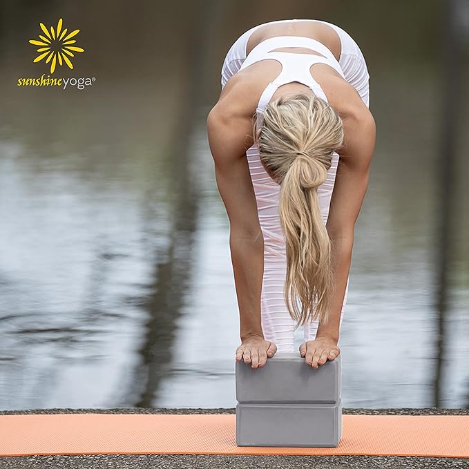 Sunshine Yoga 4" Yoga Block, 10 Pack Bulk EVA Foam Yoga Blocks, Firm and Supportive Yoga Brick, Balance Foam for Stretching, Pilates, and Workout, 4" x 6" x 9"-StrideForce Fitness