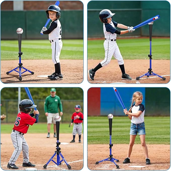 Baseball Tee for Kids,Youth Stand Set,Teeball Set,Youth Baseball,Softball Batting Tee Set,Easy Adjustable Height-StrideForce Fitness