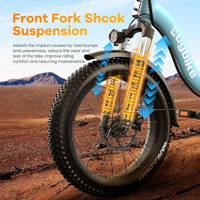 Folding Electric Bike for Adults with Peak 1000W Motor, 48V 20AH Battery up to 30MPH 80 Miles, 20" Fat Tire All Terrain Ebike, Front Suspension 7-Speed Commuter E Bike, Step-Thru, UL Certified-StrideForce Fitness