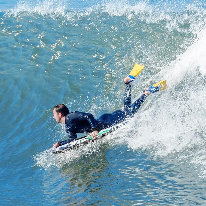 KOTEK 33/37/41 Inch Body Board with Wrist Leash, EPS Core, Dual Channel, HDPE Slick Bottom, Bodyboard for All Skill Levels & Wave Conditions-StrideForce Fitness