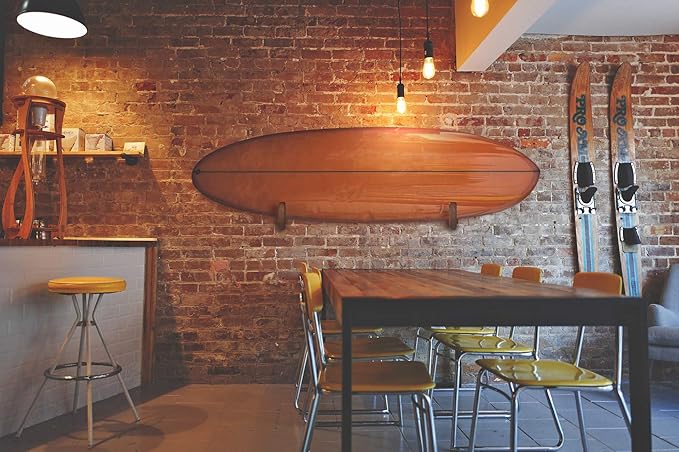 TESLYAR Surfboard Wall Mount – Wooden Surfboard Rack for Wall Storage – Solid Wood Hooks for Surfboard, Snowboard, Paddle Board & Wakeboard – Wave Style-StrideForce Fitness