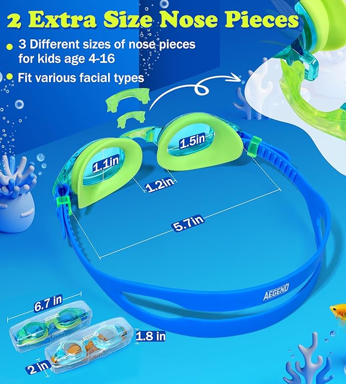 Aegend 2 Pack Kids Goggles, Swimming Goggles for Kids Age 4-16 Boys and Girls Youth, Anti-Fog Waterproof Anti-UV Pool Goggles-StrideForce Fitness