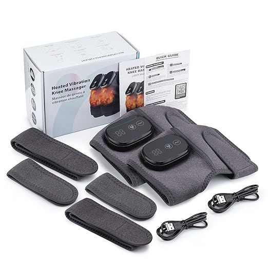 NORTHERN BROTHERS Cordless Knee Massager for Pain Relief, Knee Heating Pad with 3 Heat 3 Vibration, Adjustable Heated Knee Brace for Knee Shoulder Elbow, Gifts for Men Women