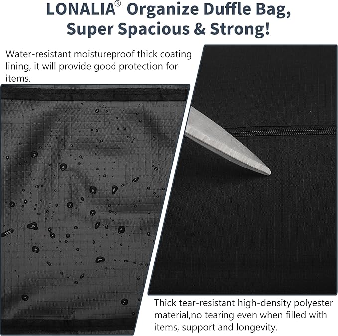 48 Inch Duffle Bag for Travel Camping - 165L Extra Large Heavy Duty Duffel Bag, Sport Equipment Storage Bag with 2 Sides Handles-Black-StrideForce Fitness