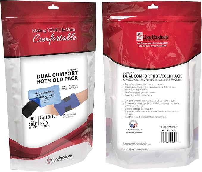 Core Products Dual Comfort CorPak - Reusable hot/Cold Pack for Knee, Back, Shoulder, or Ankle Pain; Use hot or Cold; Made in USA - Size: 3" x 5"-StrideForce Fitness