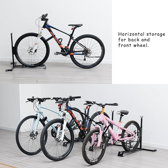 YueTong Heavy Duty Bike Stand - Vertical & Horizontal Storage, Upright Bicycle Stand for Indoor & Garage, Suits MTB, Road & E-bike (2 Pack)-StrideForce Fitness