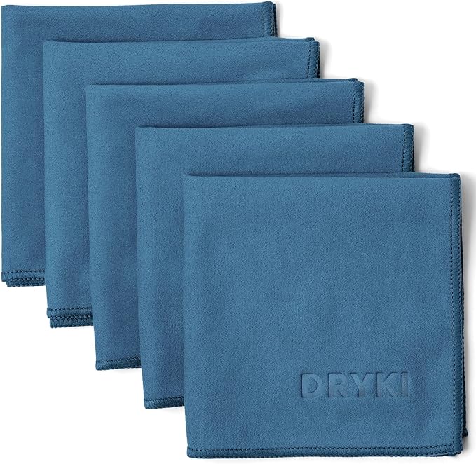 Pocket-Sized Sweat Towels - The Original Sweat Absorbing Handkerchiefs - Quick-Dry Microfiber Sweat Rags for Face, Hands, & Body - Men & Women - Gym, Sports, and Work (Blue: 5 Pack)-StrideForce Fitness