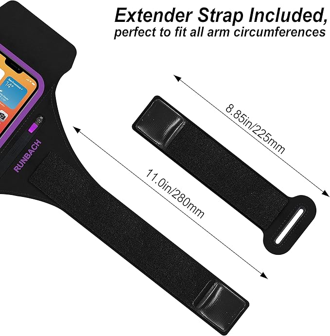 Armband for iPhone 16 Pro Max/16 Plus/15 Pro Max/15 Plus/iPhone 14 Pro Max/14 Plus/13,12,11 Pro Max/XS Max,Water Resistant Sport Armband with Zipper Slot for Airpods and Keys (Purple)-StrideForce Fitness