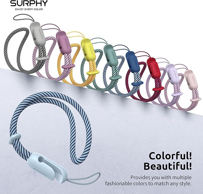 SURPHY 2 Pack Phone Lanyard for Cellphone Case, Phone Wrist Strap for Case, Cellphone Strap with 2-Color Braided, Charm Wrist Lanyard for Women and Men, Pink & Cloud Blue-StrideForce Fitness