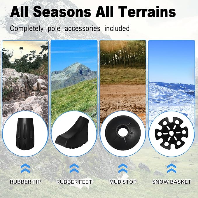 Trekking Poles Lightweight Collapsible Hiking Poles Folding Aluminum Walking Sticks 2 Pack Walking Sticks for Hiking-StrideForce Fitness