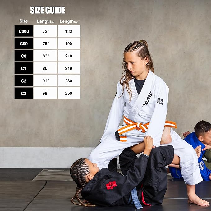 Elite Sports Kids Brazilian Jiu Jitsu Belts Preshurunk Martial Arts Youth BJJ Belts for Girls & Boys with BJJ Ranking Stripes-StrideForce Fitness