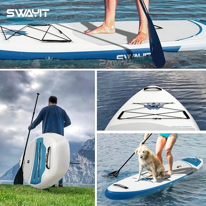 Inflatable Stand Up Paddle Board – Durable SUP for Adults & Youth,33" Wide Blow Up Paddle Board with Paddle, Pump, Backpack,Leash – All Around Stable for All Skill Levels, Carries up to 450 lbs-StrideForce Fitness