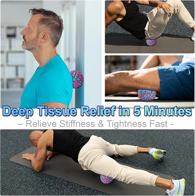 Deep Tissue Massage Ball for Exercise & Recovery - SGS Certification - Targets Back, Shoulder, Legs&Feet - Relieves Muscle Knots, Joint Pain&Tightness, Pressure Point Therapy- Myofascial Release Ball-StrideForce Fitness