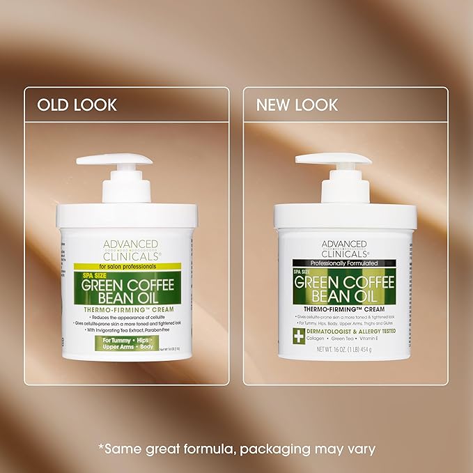 Advanced Clinicals Green Coffee Bean Thermo - Firming Body Lotion | Caffeine Infused Collagen Cream Moisturizer & Body Cream For Women, Stomach, Legs, & To Improve Look Of Textured Crepey Skin, 16 Oz-StrideForce Fitness