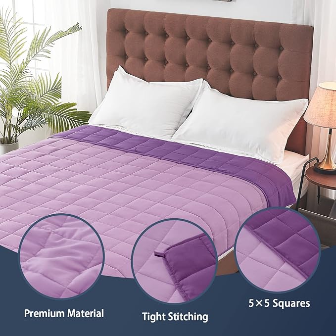 yescool Weighted Blanket for Adults (20 lbs, 88” x 104”, Purple) Cooling Heavy Blanket for Sleeping Perfect for 190-210 lbs, Queen Size Breathable Blanket with Premium Glass Bead, Machine Washable-StrideForce Fitness