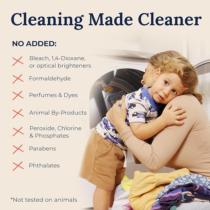 Miss Mouth's Messy Eater Laundry Detergent Sheets - 60 Loads Travel Friendly Detergent Sheets - Hypoallergenic, Sensitive Skin Safe, Pediatrician and Dermatologist Tested, Fragrance Free