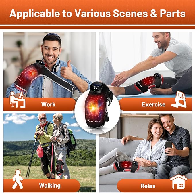 Red Light Therapy Knee Brace with Vibration Knee Massage, Extension Band, Wireless Rechargeable Controller,660nm&850nm Near Infrared Light Therapy Heated Device for Knee/Elbow/Shoulder Pain Relief-StrideForce Fitness