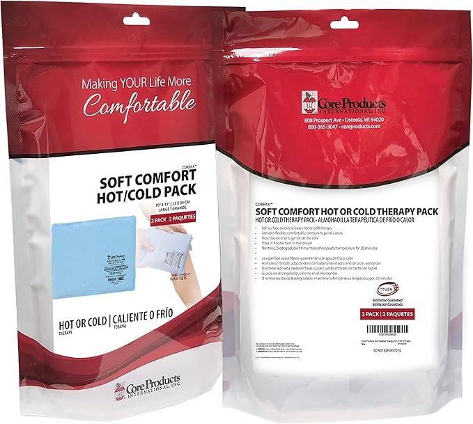 Core Products Soft Comfort CorPak, No Frost Hot and Cold Therapy Pack - 10" x 13", Made in The USA- 2 Pack-StrideForce Fitness