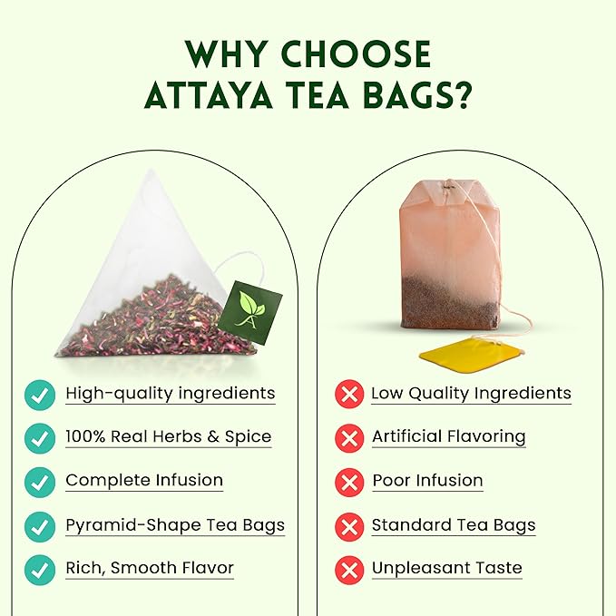 Attaya Hibiscus Tropical Herbal Tea Bags | Lowers Blood Pressure & Supports Heart Health | PCOS | Liver Health | Cholesterol | Antioxidants & Vitamin C | Caffeine Free | non-GMO | 100 Pyramid Tea Bags-StrideForce Fitness