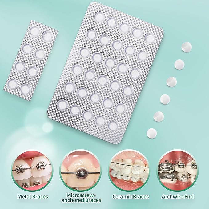 120 Braces Wax, Orthodontic Wax for Dental Wax Dots Easy Molding Long-Lasting Hold, Food-Grade Dental Wax Individually Sealed Packets, Portable and Easy to Tear