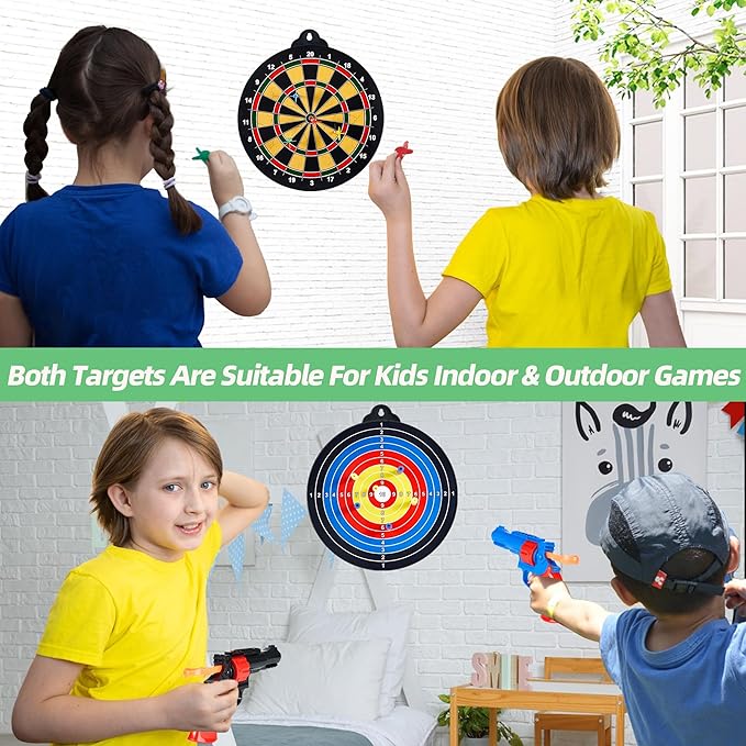 Magnetic Dart Board for Kids-12Magnetic Dart/Sticky Balls Or 2 Toy Gun+40 Foam Dart.Indoor/Outdoor Kids Games and Party Games,Christmas Birthday Gifts Toys for 3-12 Year Old Boys-StrideForce Fitness