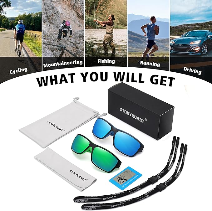 STORYCOAST Polarized Sports Sunglasses for Men Women Unbreakable Frame Cycling Fishing Driving-StrideForce Fitness