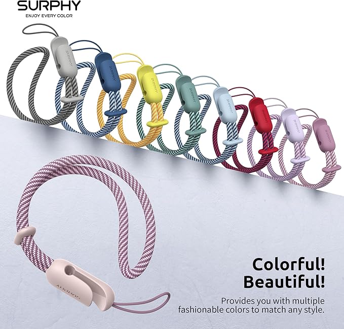 SURPHY 2 Pack Phone Lanyard for Cellphone Case, Phone Wrist Strap for Case, Cellphone Strap with 2-Color Braided, Charm Wrist Lanyard for Women and Men, Cellphone Wrist Lanyard for Women, Pink & Pink-StrideForce Fitness