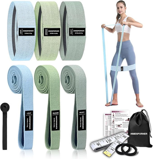 Wide Fabric Resistance Bands Set for Working Out, Non-Slip Exercise Booty Bands for Women & Men Leg and Glutes with Hair Ties and Tape Measure - for Home Gym Workout, Yoga, Pilates-StrideForce Fitness