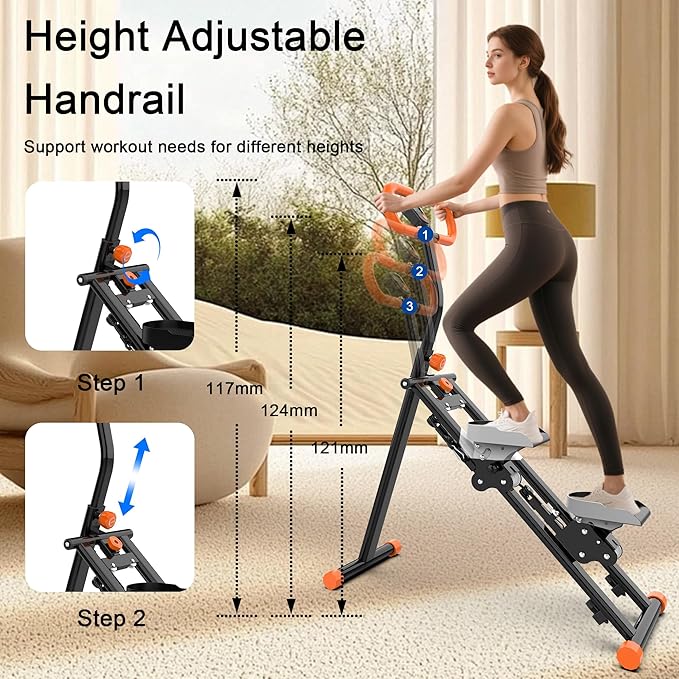 Stair Stepper for Home, Folding Vertical Climber Workout Machine for Full-Body Exercise Stair Stepper with Stable Frame Adjustable Handlebar & Pedals-StrideForce Fitness