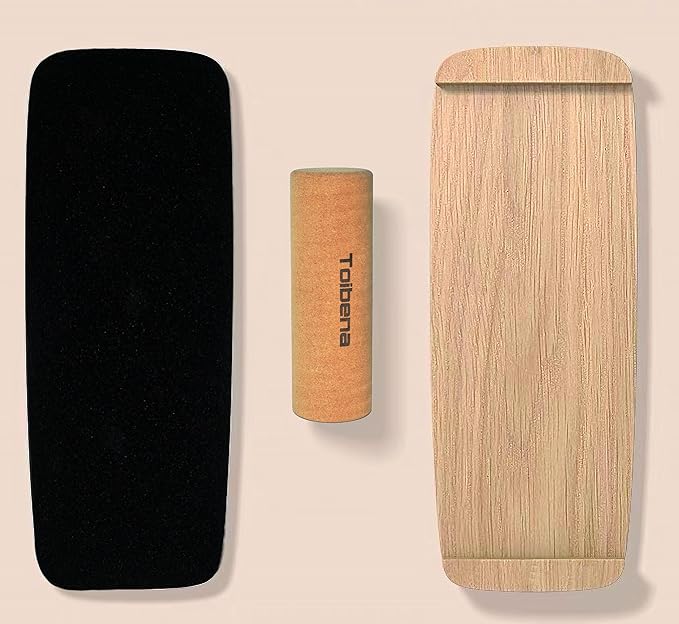 Balance Board trainer for Adults Kids,Hockey snowboard wobble board,450Lbs remarkable core trainer made of wood/Less Plastic-StrideForce Fitness