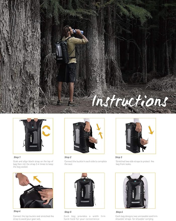 IDRYBAG Waterproof Backpack for Men 20L/30L/40L, Floating Dry Bag Kayak, Dry Backpack Hiking-StrideForce Fitness