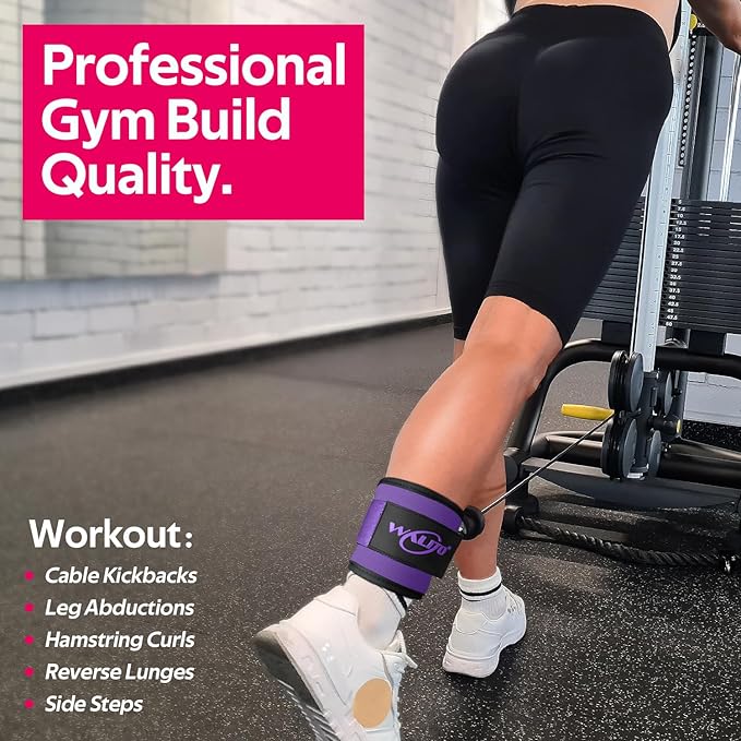 WALITO Ankle Resistance Bands with Cuffs, Exercise Bands for Legs and Butt, Booty Workout Equipment for Kickbacks and Hip Fitness Training