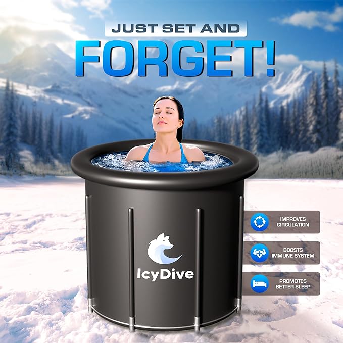 17-Piece XL Portable Ice Bath Tub for Adults -105 Gal 5-Layer Cold Plunge Tub with Water Chiller Included & Thermometer, Inflatable Ice Bath Tub w/ 400L Capacity, Athletes Indoor/Outdoor Recovery-StrideForce Fitness