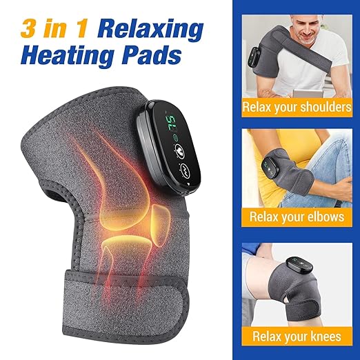 Northern Brothers Knee Massager for Pain Relief, Knee Pain Relief for Arthritis & Muscle Relaxation, Heating Pad for Knees Shoulder Elbow, Wireless Portable, Gifts for Men Women(1Pack)