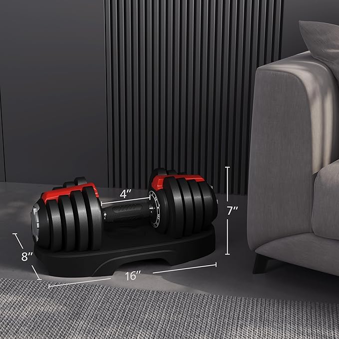 Yaheetech Adjustable Dumbbell Set 28/40/52.5/90LBS Adjustable Dumbbells Fast Adjust Dumbbell Weight Set with Anti-Slip Handle and Tray for Men/Women Home Gym Strength Training Equipment Single/Pair-StrideForce Fitness