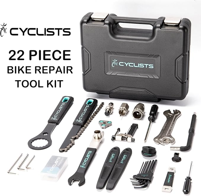 Bike Tool Kit with Storage Case - 22 PCS Bicycle Repair Tool Set Portable Tools Box - Bike Maintenance Tools for Road Bikes and Mountain Bikes-StrideForce Fitness