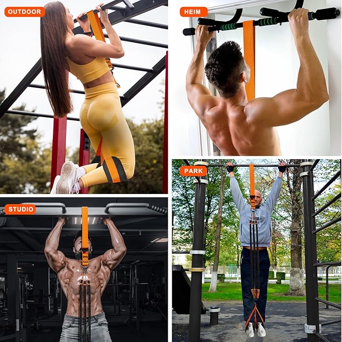 HPYGN Pull Up Assistance Bands, Heavy Duty Resistance Band for Pull Up Bar, Adjustable Weight/Size with Fabric Feet/Knee Rest, Bands for Pull Up Assist for Strength Training, Pull Up Assist Band-StrideForce Fitness