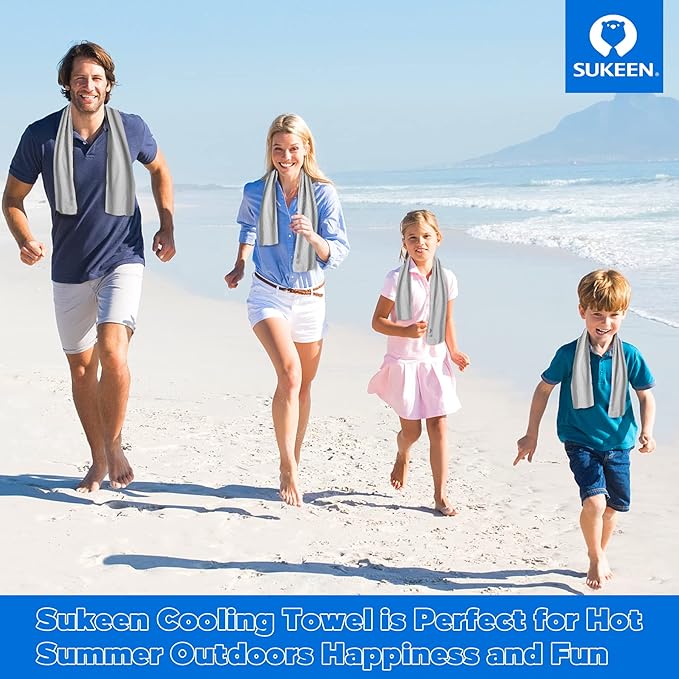 Sukeen Cooling Towel,Instant Evaporative Cooling for Sports,Yoga,Golf,Gym,Neck,Workout and More(40”x 12”)-StrideForce Fitness