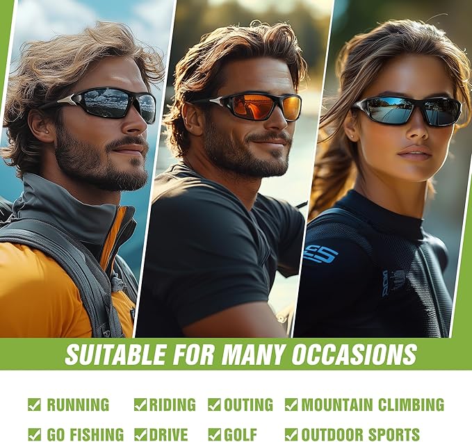 3 Pack Polarized Sports Sunglasses for Men, Mens Sunglasses Wrap Around UV400 Protection for Cycling Fishing Driving-StrideForce Fitness