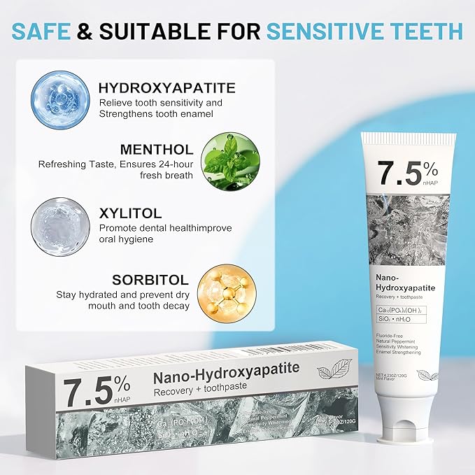 Hydroxyapatite Toothpaste for Advanced Enamel Protection, Gentle and Effective Formula, Fresh Breath, Deep Cleaning Care Toothpaste,Suitable for Sensitive Teeth (4)