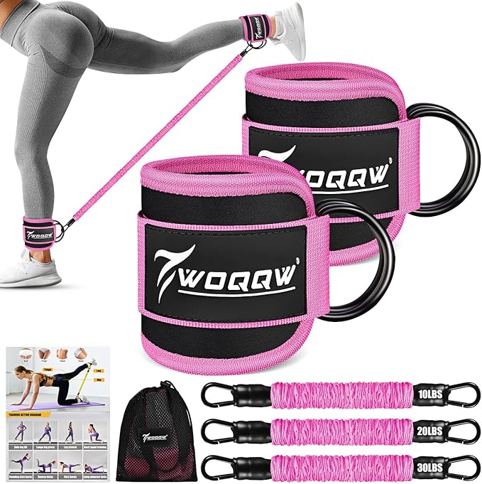Ankle Resistance Bands with Cuffs, Ankle Bands for Working Out, Glutes Workout Equipment, Butt Exercise Equipment for Kickbacks Hip Fitness Training, Legs Resistance Bands for Women & Men