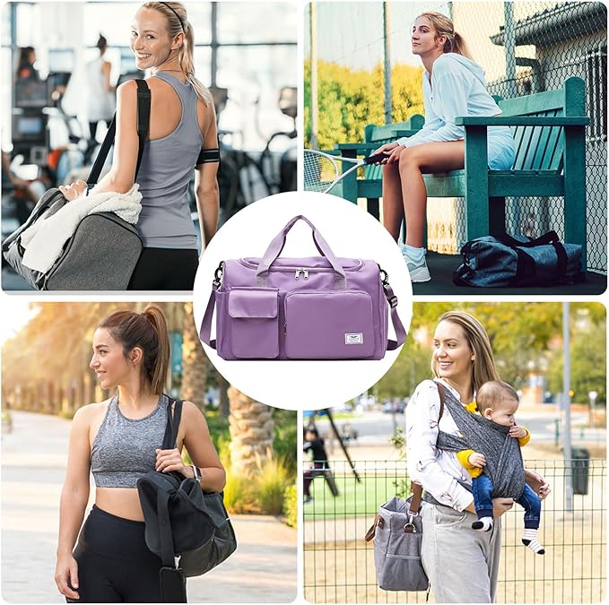 FIORETTO Women's Gym Duffle Bag with Shoes Compartment, 37L Capacity, Ideal for Travel, Gym, Sports, Duffel, Weekender-StrideForce Fitness