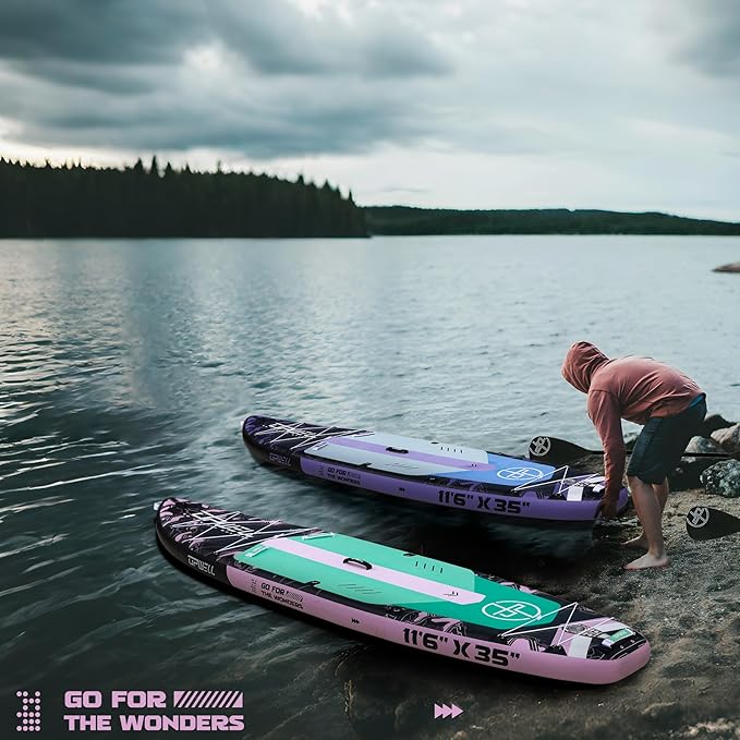 UPWELL 11'6"×35" Extra Wide Inflatable Paddle Board, Stand Up Paddle Board for Youth & Adults, Stable Design, Premium SUP Accessories, 120L Backpack, 10L Dry Bag, Paddle, Leash, Hand Pump, US Fins-StrideForce Fitness